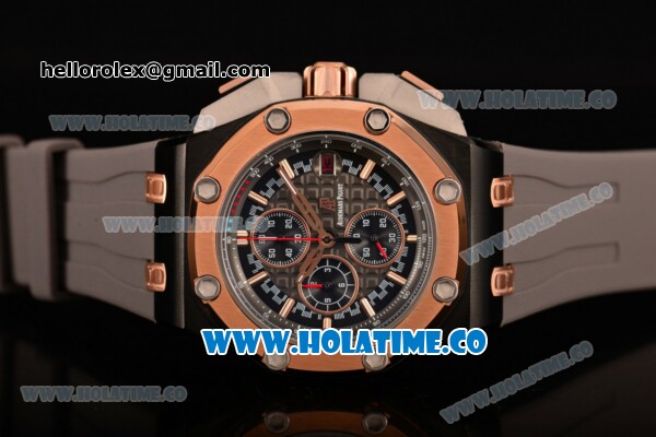 Audemars Piguet Royal Oak Offshore Miyota Quartz PVD Case with Grey/Blue Dial and Rose Gold Bezel - Stick Markers (EF) - Click Image to Close